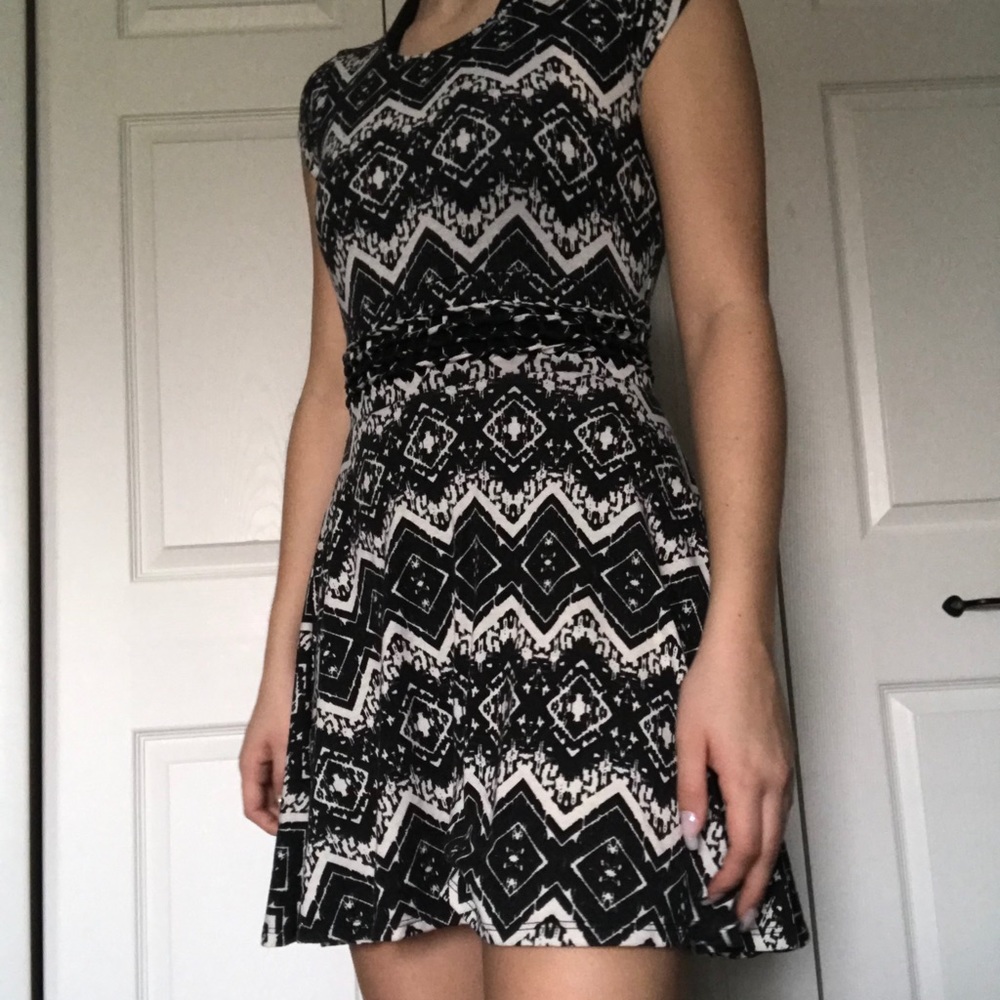 Black and white geometric dress